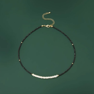 Éternelle Choker estrella, sladkovodní perla, spinel NH1232-C0116 Černá