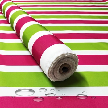 Nepremokavá látka, farba amarant prúžky, metráž 160 cm