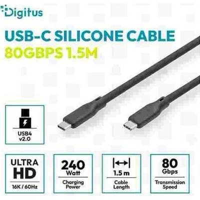 Digitus AK-300350-015-S silikonový USB4 verze 2.0, USB 80 Gbps, 1,5m černý