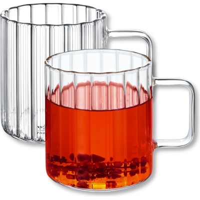 Wilmax Rebrovaný hrnček na kávu alebo čaj z termo skla 550 ml