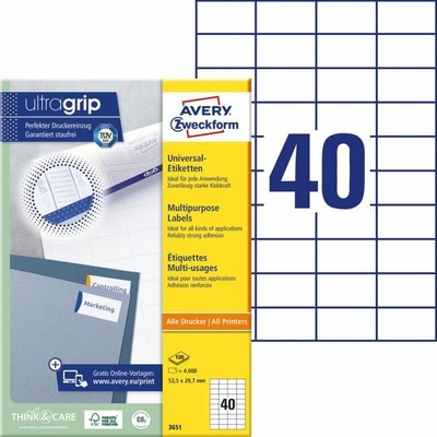 avery zweckform Etikety univerzálne 52,5x29,7mm Avery A4 100 hárkov