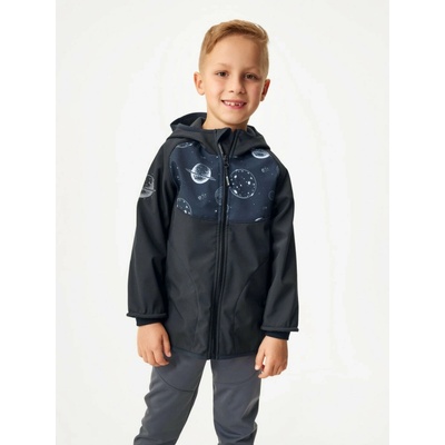 Unuo Dětská softshellová bunda s fleecem Basic Černá Planety