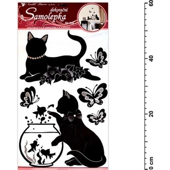 Anděl 10063 samolepící dekorace černé kočky s akváriem 60x32cm