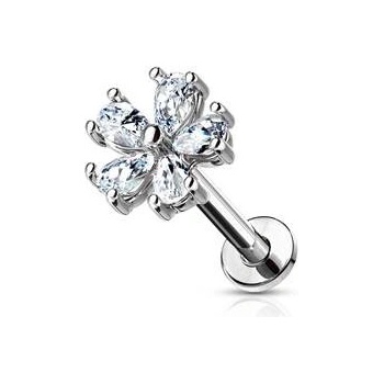 Šperky4U piercing do brady labreta kytička LB1082-1208-C
