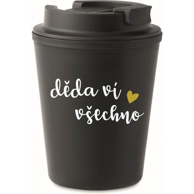 Giftela DĚDA VÍ VŠECHNO černý termohrnek 300 ml