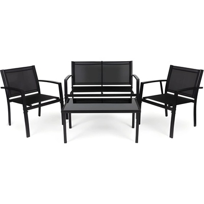 MultiGarden FR-ITS020 Záhradná súprava – stôl, lavica, 2x kreslo, kov, čierna