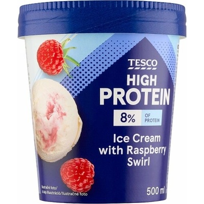 Tesco High Protein mliečny s malinovou polevou 500 ml