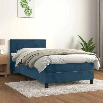 vidaXL 11461.3141273 Boxspring postel s matrací tmavě modrá samet
