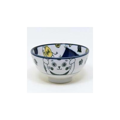 Amana Japonská porcelánová miska HAPPY CAT modrá 11 cm