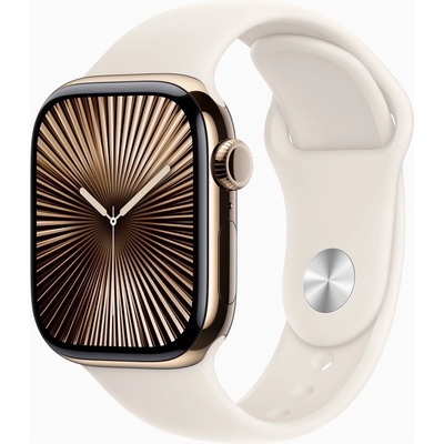 Apple Watch Series 10 46 mm Cellular zlatý titán s hviezdne bielym športovým remienkom M/L MWYY3QC/A