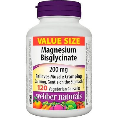 Webber Naturals Magnesium Bisglycinate, 200 mg, 120 капсули, Webber Naturals