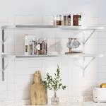 vidaXL Стенни рафтове 2 бр 100x40 см сребристи неръждаема стомана (3214502)