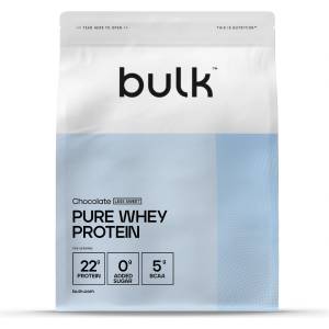BULK POWDERS Bulk Pure Whey Protein Powder Less Sweet, Chocolate, 22g Protein and 5g BCAAs per serving, Whey Concentrate Shake, Low Sugar, Supports Muscle Growth and Recovery, Good Solubility, 2.5kg