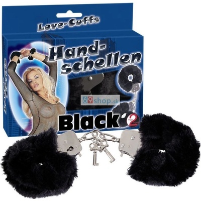 Toyjoy Furry Fun Cuffs - Plyšové kovové putá - Čierne 1ks