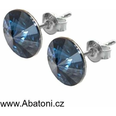 Swarovski Elements Rivoli vlepený krystal Ocelové náušnice pecky puzety modré kulaté 51037.3 Montana Blue modrá tmavá indigo kobaltová