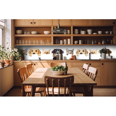 DIMEX ART Фототапет за кухня - котки и кучета 420 x 60 см