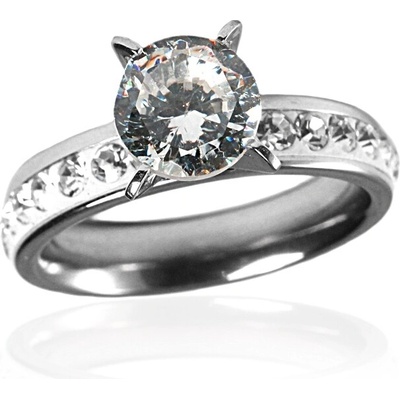 BM Jewellery Dámský prsten se zirkonem z chirurgické oceli S38150