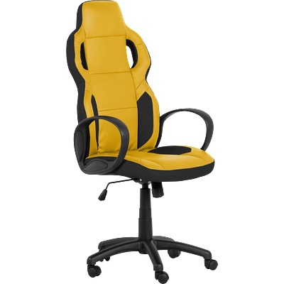 Bittel Геймърски стол Carmen 7510, До 130 кг, Еко кожа, Регулиране на люлеенето, Полипропиленови колелца, Черен/жълт