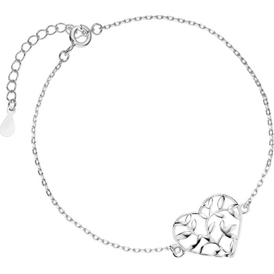 Lunica Stříbrný náramek SRDCE S LÍSTKY 0306