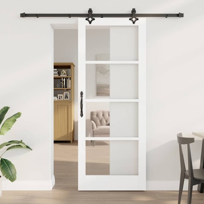 vidaXL Преплъзваща се врата ORKDAL 83 х 211 см Бяло и черно (3332196)