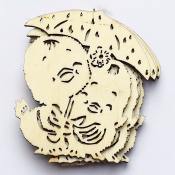 Drevené výrezy- kačičky s dáždnikom 10x7 cm 8 ks