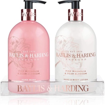 Baylis & Harding Růžová magnólie a Hruškový květ tekuté mýdlo 500 ml + mléko na ruce 500 ml dárková sada