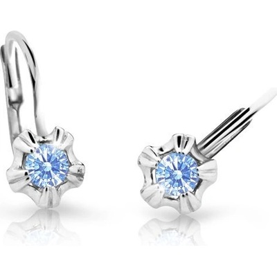 Danfil dětské náušnice C2158 z bílého zlata s kamínkem Arctic Blue zapínání klapka