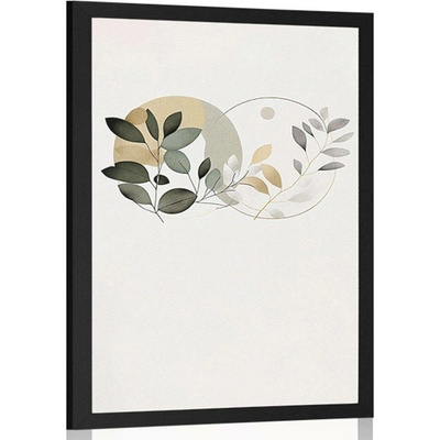Plakát boho lístky v kruzích - 60x90 no frame