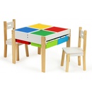 Eco Toys drevený nábytok pre deti súprava stôl + 2 stoličky