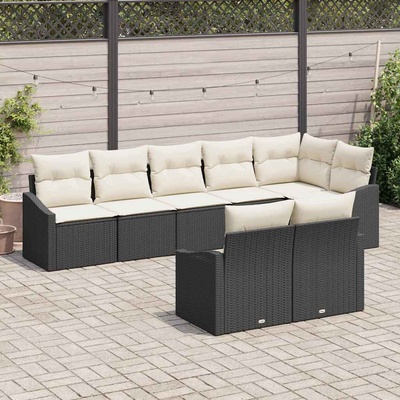 vidaXL Комплект дивани с възглавница 8 pcs Черно полиратан (3346767)