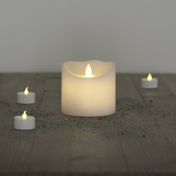 SIRIUS Vosková LED sviečka, 10,5 cm, biela