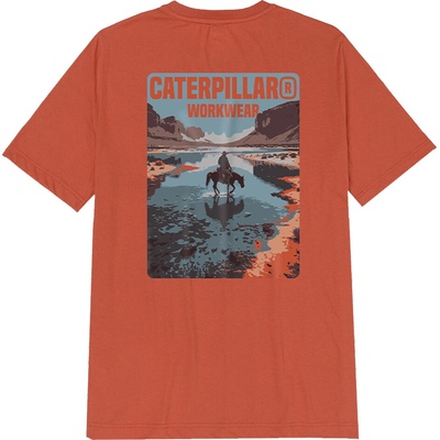 Caterpillar Cowboy červené pánské triko pohodlné moderní krásný potisk CAT