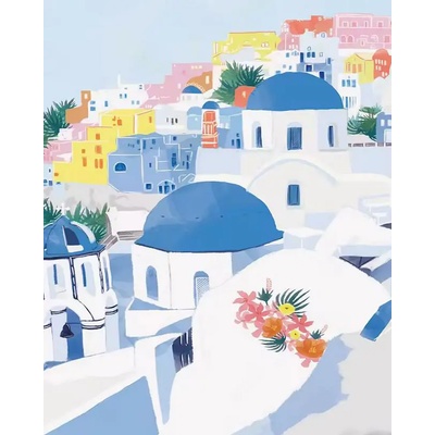 Norimpex - Puzzle Diamant painting: Blue roofs in Santorini 30x40cm - 1 - 39 piese
