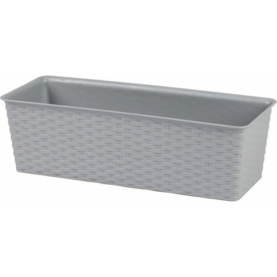 DOCHTMANN Kvetináč rattan obdĺžnik 50 x 19 x 14,5 cm, sivý