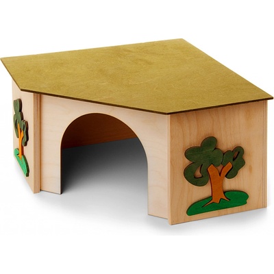 JK ANIMALS Dřevěný rohový domek pro králíky 27 x 27 x 15 cm – Hledejceny.cz