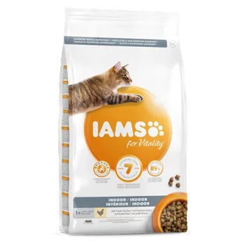 Iams for Vitality Cat Adult Indoor - Пълноценна суха храна за домашни котки с пилешко месо, 10 кг