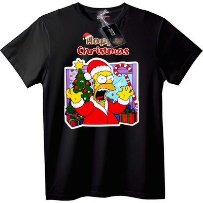 NOONEBRAND Тениска Хоумър Симпсон Коледна - XL, Black