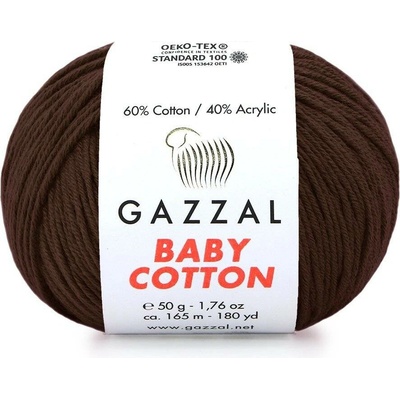 Gazzal Příze Baby cotton 3436 čokoládová