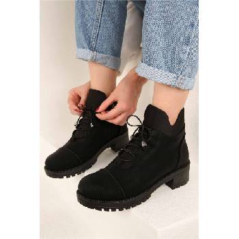 Moda Trend Дамски боти от велур - Черни #321724 (321724_Черно)