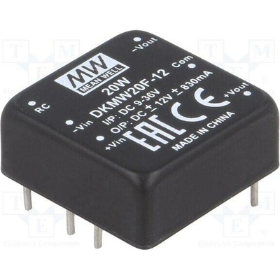 MEAN WELL DKMW20F-12 Měnič: DC/DC; 20W; Uvst: 9÷36VDC; Uvýst: 12VDC; Uvýst2: -12VDC; DIP