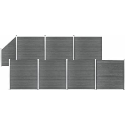vidaXL Plotová sada WPC 7 čtvercových + 1 šikmý díl 1311 x 186 cm šedá