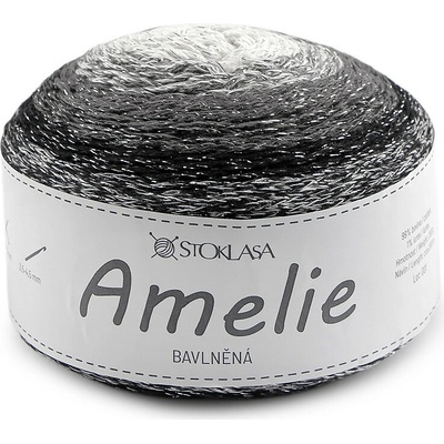 Prima-obchod Bavlněná pletací příze Amelie s lurexem 200 g, barva 2 černá stříbrná
