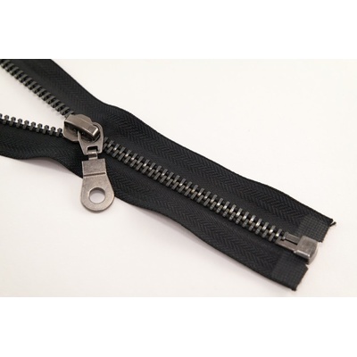 Extra silný kovový zips č.8 s niklovými zubami - motorkársky - viac dĺžok 80 cm tmavý nikel deliteľný čierny