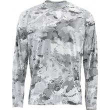 Simms Tričko SolarFlex Crew Prints Cloud Camo Grey