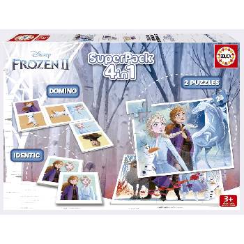 Image 1 of Educa - Puzzle 4v1 Superpack Frozen - puzzle, memory, domino - 40 - 99 piese