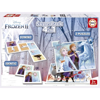 Educa - Puzzle 4v1 Superpack Frozen - puzzle, memory, domino - 40 - 99 piese
