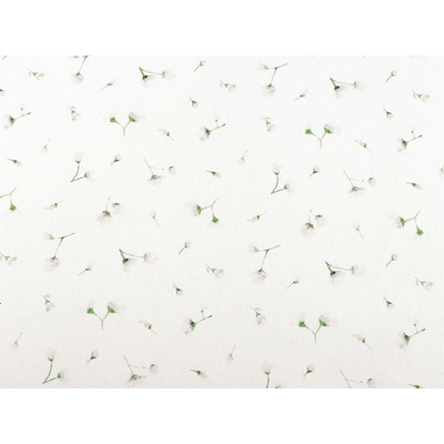 Stoklasa Polobavlněná látka se strukturou Half panama s digitálním tiskem rostliny Balení: 1 m, Varianta: 1 Off White zelená 1 Off White zelená