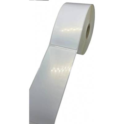 Plastová Etiketa 50 mm x 120 mm, Polypropylén, Biela, Dutinka 25 mm, 500 ks/kotúč, Permanentné lepidlo, Priemer kotúča 110mm