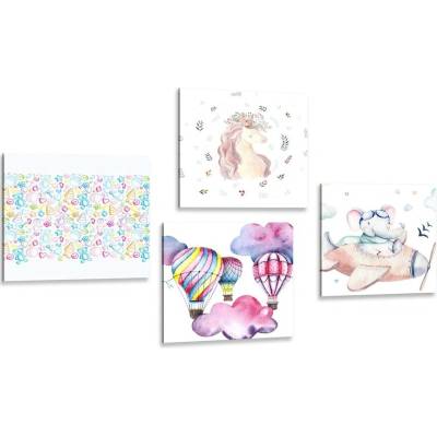 Set obrazů pro děti v pastelových barvách - 4x 60x60