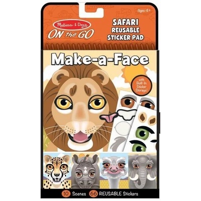 Melissa & Doug - Стикери за многократна употреба - Направи лица - Сафари